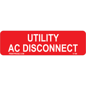 3.5x1 Utility AC Disconnect, Vinyl Decal, V-194