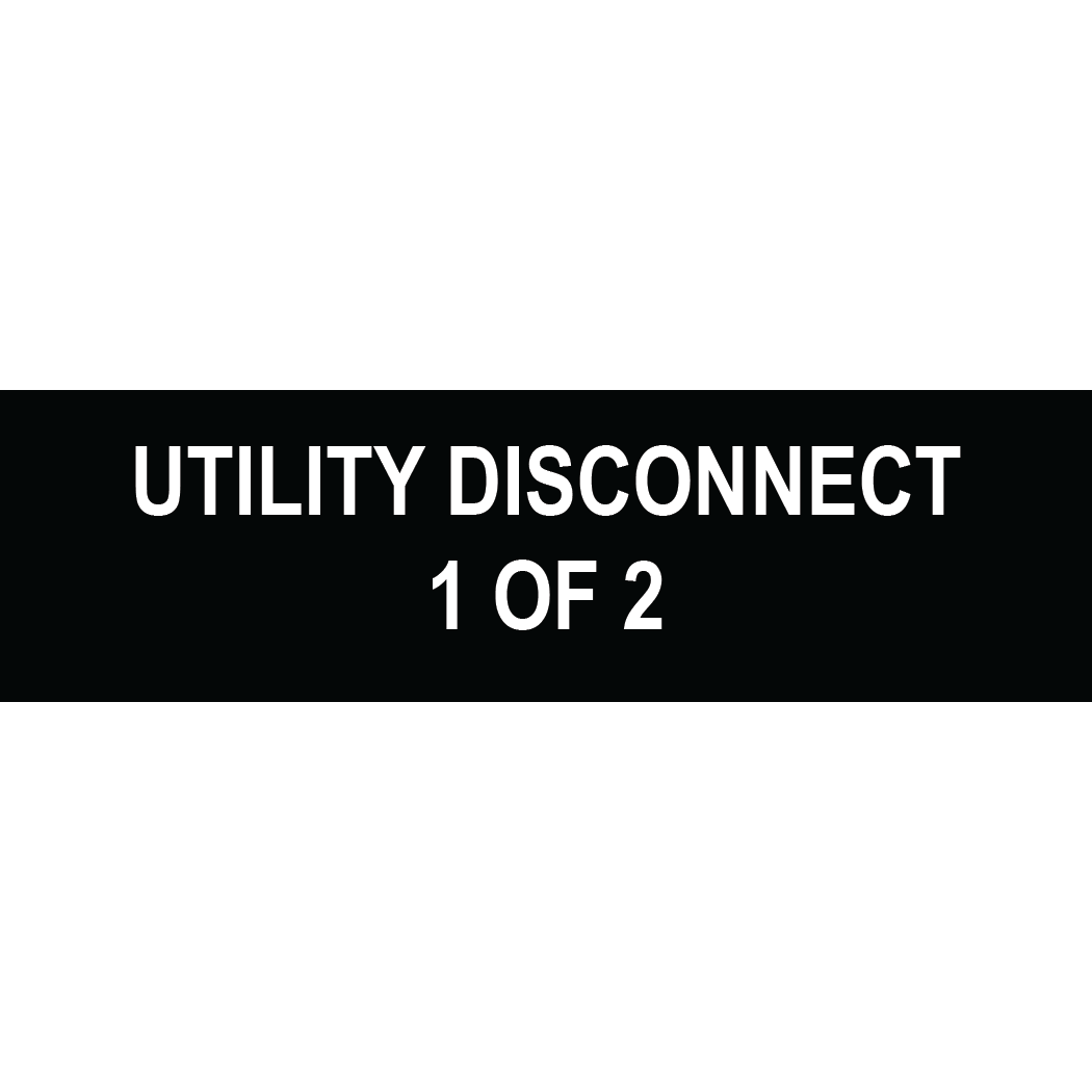 3.5x1 Utility Disconnect 1 of 2, Plastic Solar Labels, PV-285