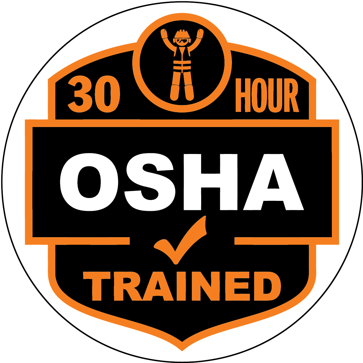30 hour OSHA trained vinyl hard hat safety sticker
