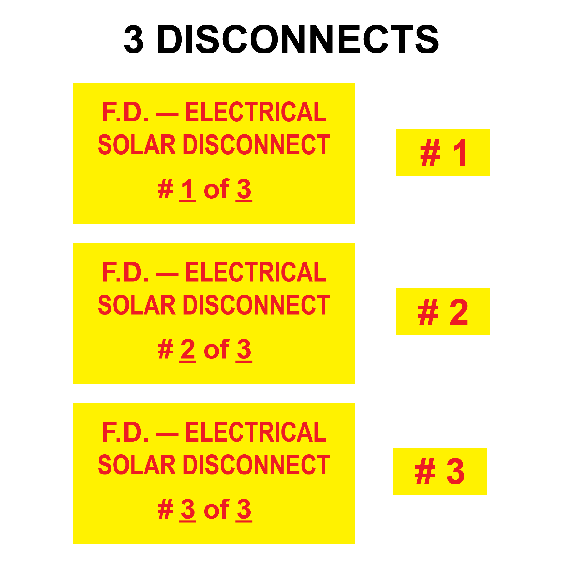 F.D. - Electrical Solar Disconnect Bundle, Plastic, PV-504 Solar Labels