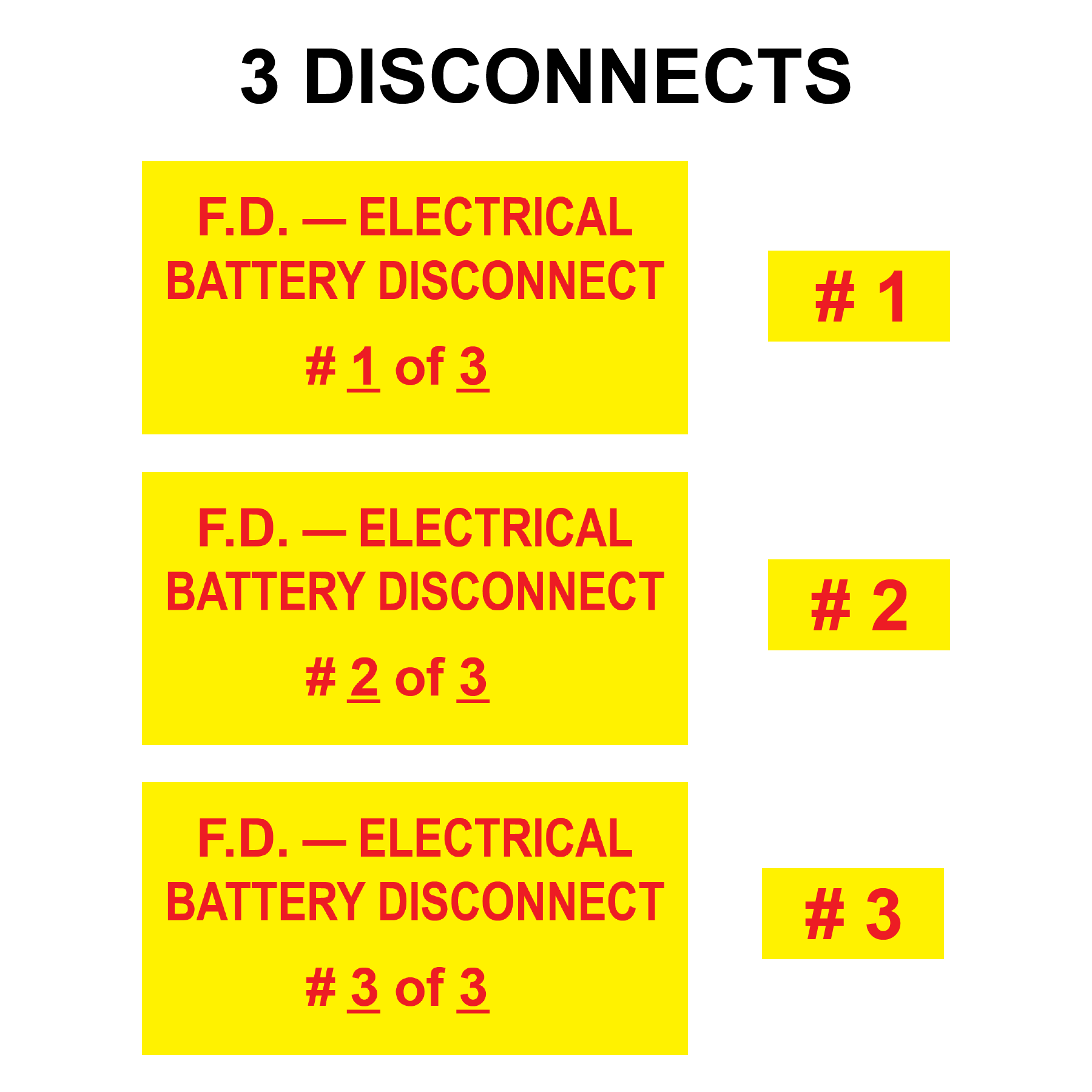 F.D. - Electrical Battery Disconnect Bundle, Plastic, PV-505 Solar Labels