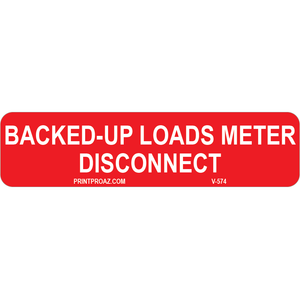 3x.75 Backed-up Loads Meter Disconnect, Decal Solar Labels, V-574