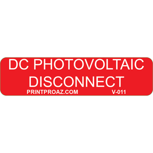 3x.75 DC Photovoltaic Disconnect, Reflective Vinyl Decal, V-011