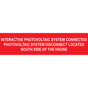 3x.75, Interactive PV System Connected South, Plastic Solar Labels, PV-510