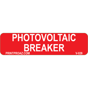 3x.75, Photovoltaic Breaker, Vinyl Decal, V-026