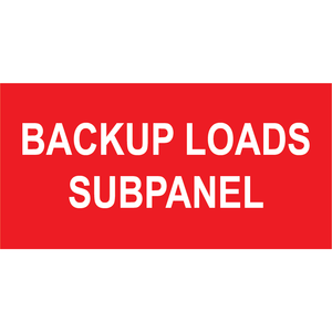 3x1.5, Backup Loads Subpanel, Plastic Solar Labels, PV-478
