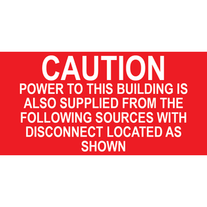 3x1.5 Caution Power To This Building, Plastic Solar Labels, PV-160