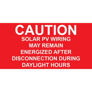 3x1.5 Caution Solar PV Wiring, Plastic Solar Labels, PV-139