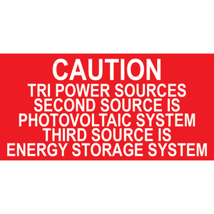 3x1.5 Caution Tri Power - Plastic Solar Labels, PV-096