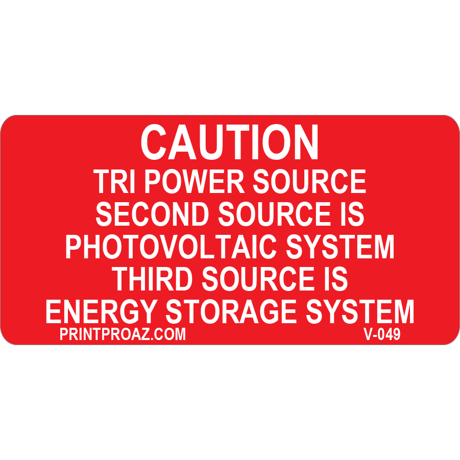 3x1.5, Caution Tri Power, Vinyl Decal, V-049