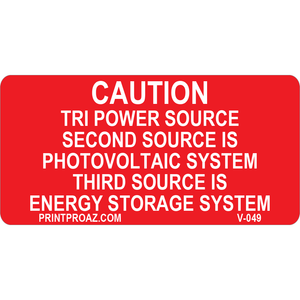 3x1.5, Caution Tri Power, Vinyl Decal, V-049