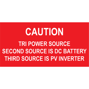 3x1.5, Caution Tri Power Source, Plastic Solar Labels, PV-496