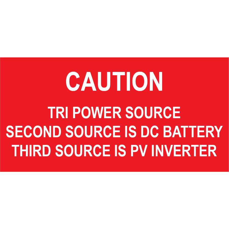 3x1.5, Caution Tri Power Source, Plastic Solar Labels, PV-496