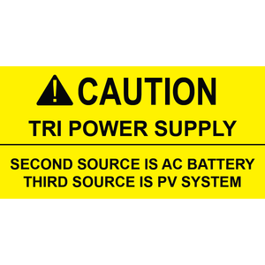 3x1.5 Caution Tri Power Supply, Plastic Solar Labels, PV-174