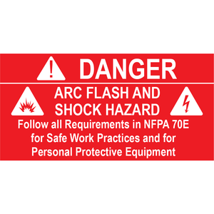 3x1.5, Danger Arc Flash and Shock Hazard, Plastic Solar Labels, PV-487