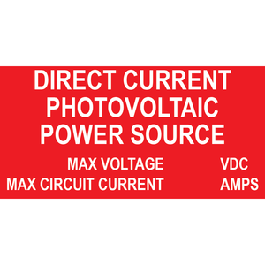 3x1.5 Direct Current Photovoltaic Power Source, Plastic Solar Labels, PV-067