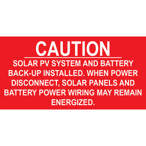 3x1.5, Solar Caution Placard, Plastic Solar Labels, PV-465