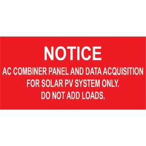 3x1.5, Solar Notice Placard, Plastic Solar Labels, PV-466