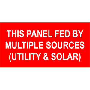 3x1.5, This Panel Fed by Multiple Sources (Utility & Solar), Plastic Solar Labels, PV-502