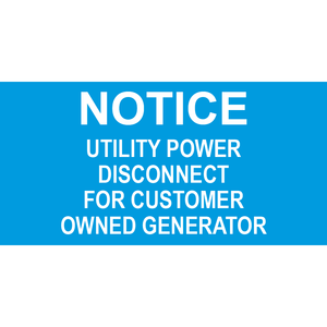 3x1.5, Utility Power Disconnect, Plastic Solar Labels, PV-313