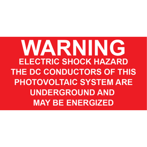 3x1.5 Warning Electric Shock Hazard, Plastic Solar Labels, PV-031
