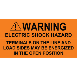 3x1.5 Warning Electric Shock Hazard, Plastic Solar Labels, PV-191