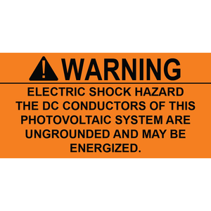 3x1.5 Warning Electric Shock Hazard, Plastic Solar Labels, PV-198