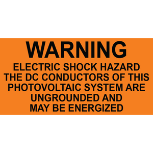 3x1.5 Warning Electric Shock Hazard, Plastic Solar Labels, PV-243