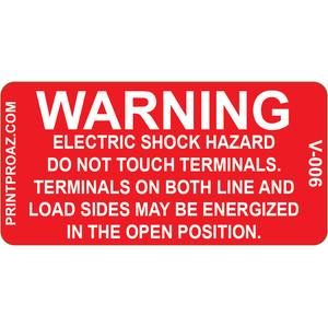 3x1.5 Warning Electric Shock Hazard, Reflective Vinyl Decal, V-006