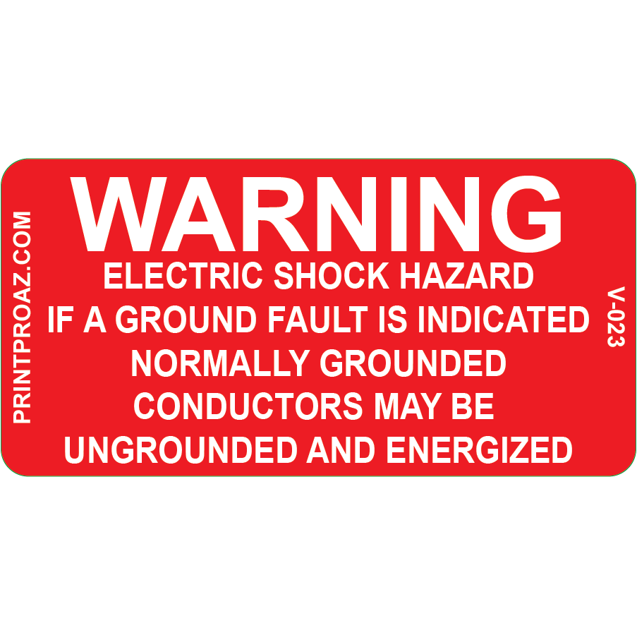 3x1.5, Warning Electric Shock Hazard, Vinyl Decal, V-023