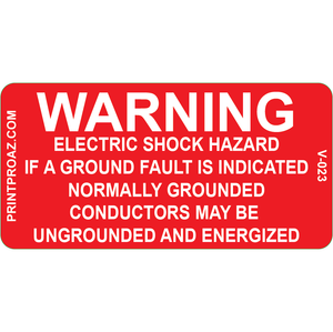 3x1.5, Warning Electric Shock Hazard, Vinyl Decal, V-023