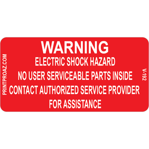 3x1.5 Warning Electric Shock Hazard, Vinyl Decal, V-192
