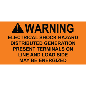 3x1.5 Warning Electrical Shock Hazard, Plastic Solar Labels, PV-197