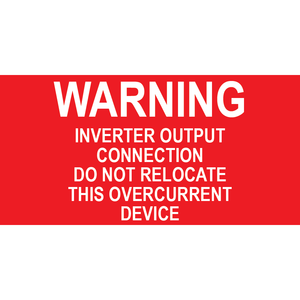 3x1.5 Warning Inverter Output Connection, Plastic Solar Labels, PV-059