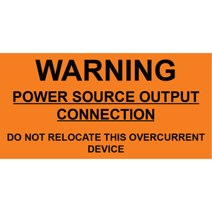 3x1.5 Warning Power Source Output Connection, Plastic Solar Labels, PV-013