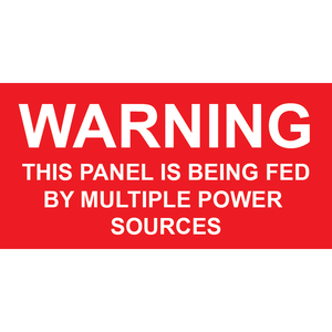 3x1.5 Warning This Panel Is Being Fed, Plastic Solar Labels, PV-169