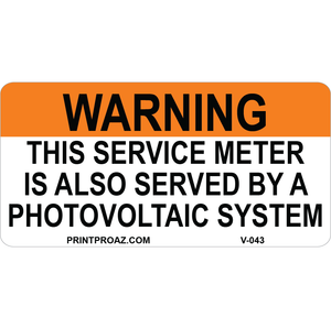 3x1.5 Warning This Service Meter, Vinyl Decal Solar Labels, V-048