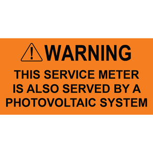 3x1.5 Warning This Service Meter, Plastic Solar Labels, PV-190