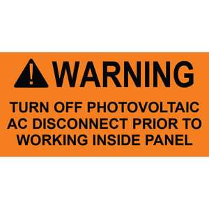 3x1.5 Warning Turn Off Photovoltaic, Plastic Solar Labels, PV-083