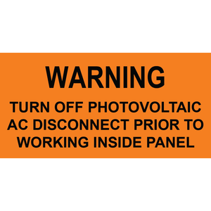 3x1.5 Warning Turn Off Photovoltaic, Plastic Solar Labels, PV-194