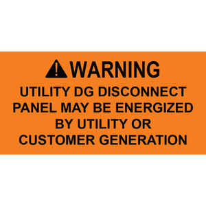 3x1.5 Warning Utility DG Disconnect, Plastic Solar Labels, PV-200