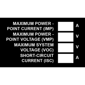 3x1.75 Maximum Power Point Current (Imp), Plastic Solar Labels, PV-079