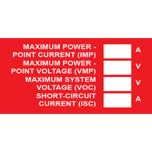 3x1.75 Maximum Power Point Current (Imp) Plastic Solar Labels, PV-129