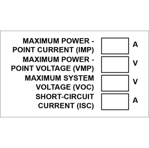 3x1.75 Maximum Power Point Current (Imp), Plastic Solar Labels, PV-235