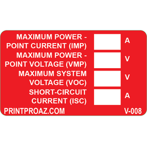 3x1.75 Maximum Power Point Current (Imp), Reflective Vinyl Decal, V-008