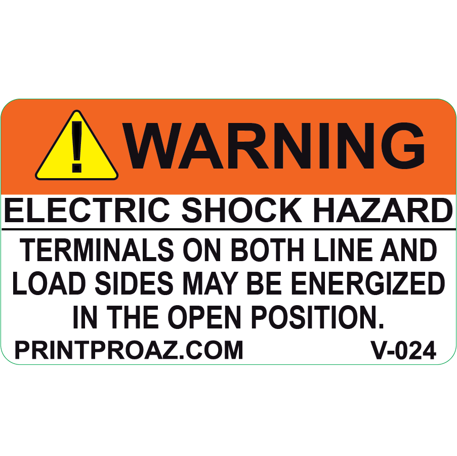 3x1.75, Warning Electric Shock Hazard, Vinyl Decal, V-024