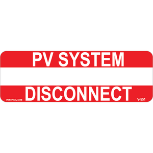 3x1 PV System Disconnect, Decal Solar Labels, V-551