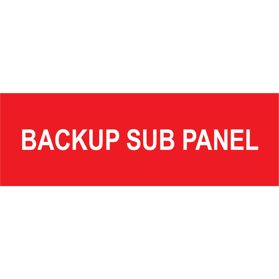 3x1, Backup Sub Panel, Plastic Solar Labels, PV-447