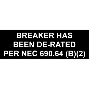 3x1 Breaker Has Been De-Rated Per NEC 690.64 (B)(2), Plastic Solar Labels, PV-023