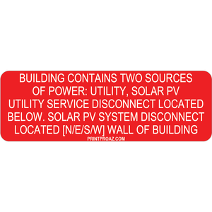 3x1 Building Contains Two Sources, Vinyl Solar Labels, V-598